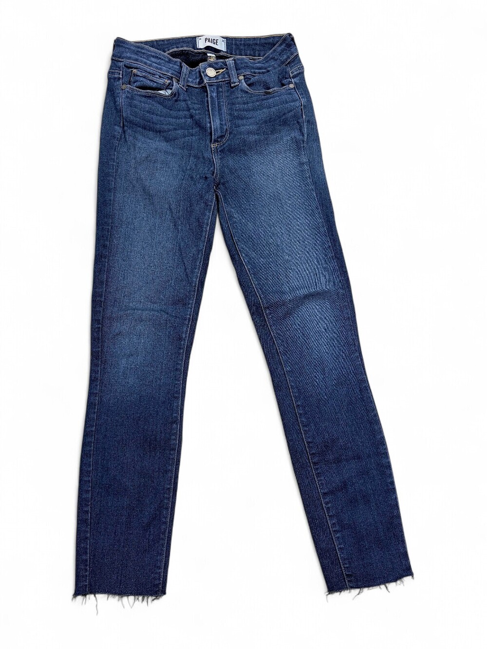 Paige Straight Leg Jeans 26 Dark Wash Raw Hem